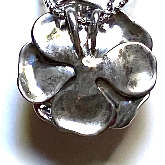 Sterling Silver Enamel Multi Stone Flower Pendant - Picture 8 of 8